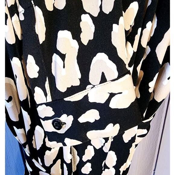 VTG 90s Leopard Print True Wrap Dress Sz S Long Sleeve Knee-length Calvin Klein - Picture 5 of 9
